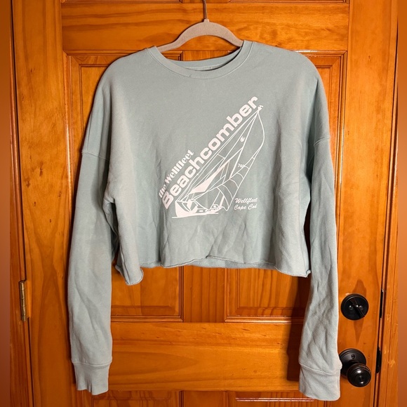 Beachcomber Tops - Beachcomber Large Sea Foam Green Cropped Crewneck Sweatshirt